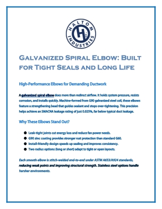 Galvanized Spiral Elbow: Built for Tight Seals and Long Life