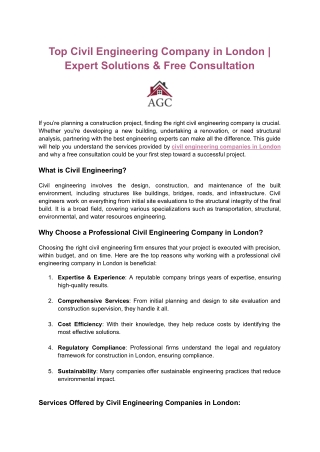 Top Civil Engineering Company in London | Expert Solutions & Free Consultation