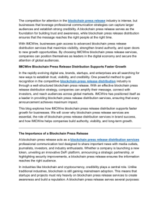 IMCWire Blockchain Press Release for Startup Success