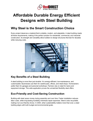 Affordable Durable Energy Efficient Designs with Steel Building