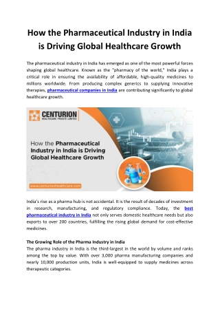 How the Pharmaceutical Industry in India is Driving Global Healthcare Growth