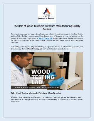 The Role of Wood Testing in Furniture Manufacturing Quality Control