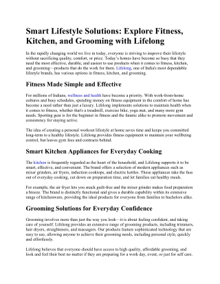 Smart Lifestyle Solutions Explore Fitness, Kitchen, and Grooming with Lifelong