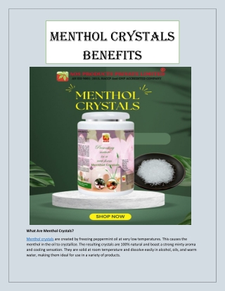 Menthol crystals Benefits