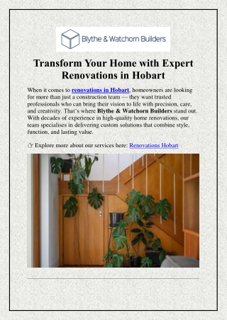 Transform Your Home with Expert Renovations in Hobart