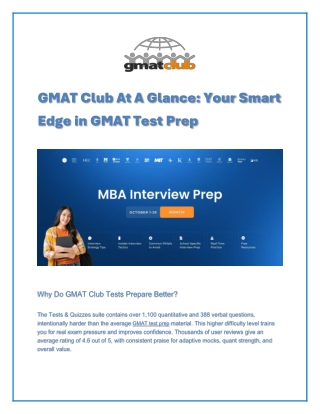 GMAT Club At A Glance: Your Smart Edge in GMAT Test Prep
