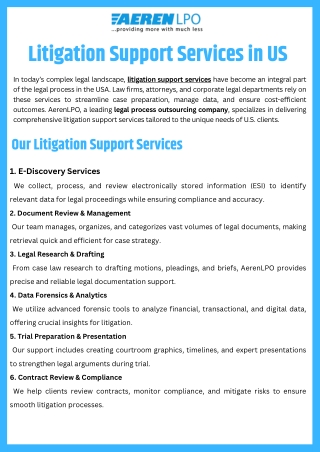 Litigation Support Services in US
