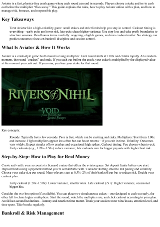 Aviator Playbook: Rules, Bankroll Management, Bonuses, and Responsible Play