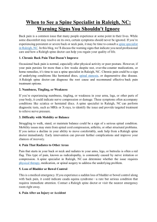 When to See a Spine Specialist in Raleigh