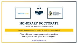 HONORARY DOCTORATE - Transform Your Legacy Into Academic Recognition