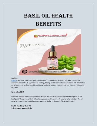 Basil oil health benefits
