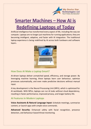 Smarter Machines – How AI is Redefining Laptops of Today