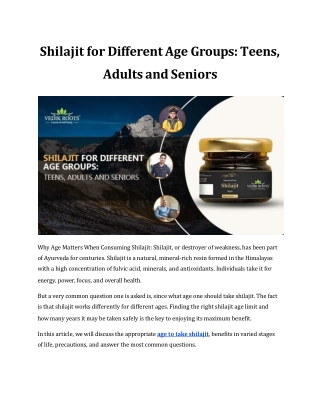 Shilajit for Different Age Groups