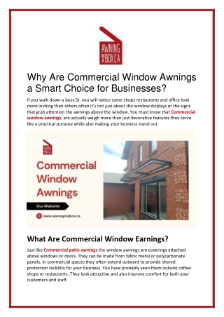 Why Are Commercial Window Awnings a Smart Choice for Businesses?
