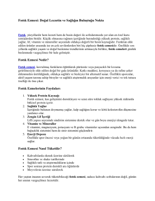 Fıstık Ezmesi: Doğal Lezzetin ve Sağlığın Buluştuğu Nokta