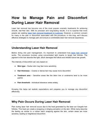 How to Manage Pain and Discomfort During Laser Hair Removal