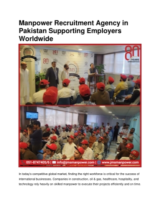 Manpower Recruitment Agency in Pakistan Supporting Employers Worldwide