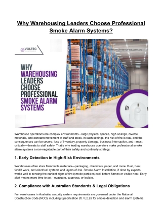 Why Warehousing Leaders Choose Professional Smoke Alarm Systems?