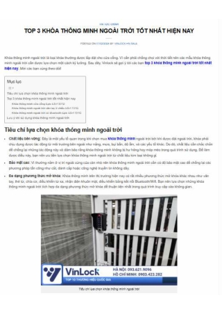 TOP 3 KHÓA THÔNG MINH NGOÀI TRỜI TỐT NHẤT HIỆN NAY