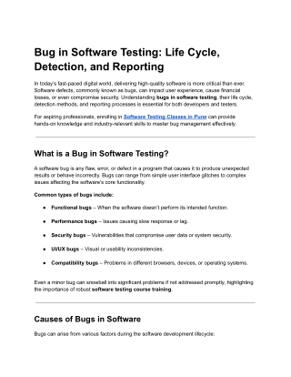 Bug in Software Testing Life Cycle, Detection, and Reporting