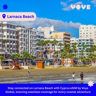Cyprus eSIM by Voye Global: Larnaca Beach Without Limits