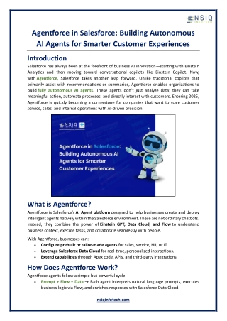 Agentforce in Salesforce - Building Autonomous AI Agents for Smarter Customer Experiences