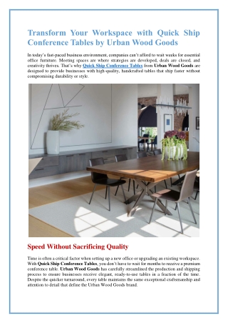 Premium Quick Ship Conference Tables from Urban Wood Goods