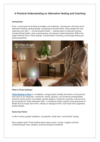 A Practical Understanding on Alternative Healing and Coaching