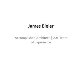 James Bleier – Architect of Innovation and Sustainability