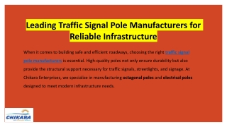 Leading Traffic Signal Pole Manufacturers for Reliable Infrastructure