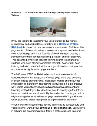 500 Hour YTTC in Rishikesh – Advance Your Yoga Journey with Authentic Training