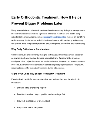 Early Orthodontic Treatment_ How It Helps Prevent Bigger Problems Later