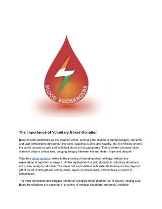 The Importance of Voluntary Blood Donation