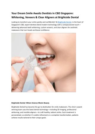 Your Dream Smile Awaits Dentists in CBD Singapore