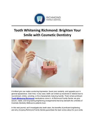 Tooth Whitening Richmond Brighten Your Smile with Cosmetic Dentistry