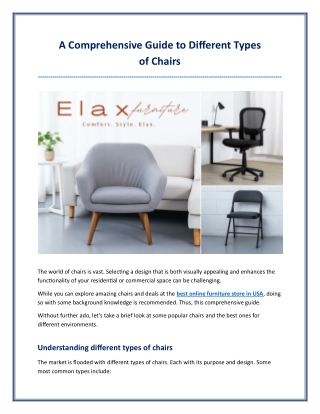 A Comprehensive Guide to Different Types of Chairs