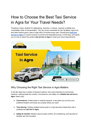 Taxi Service in Agra