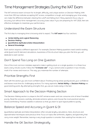 Time Management Strategies During the XAT Exam