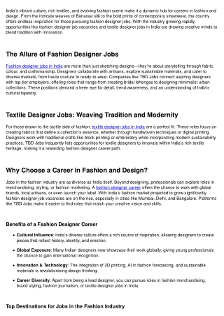 Explore Fashion and Design Careers in the Textile Manufacturing Field: TBD Jobs