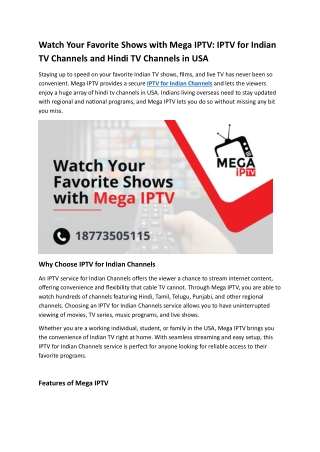 Mega IPTV – Best Indian IPTV in USA