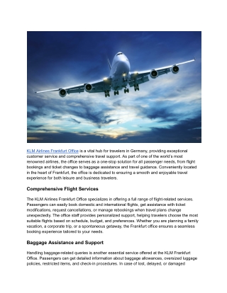 KLM Airlines Frankfurt Office  1-855-742-0149