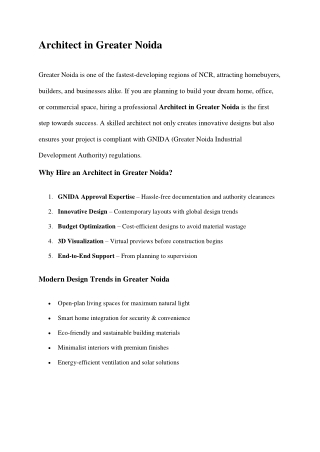 Architect in Greater Noida