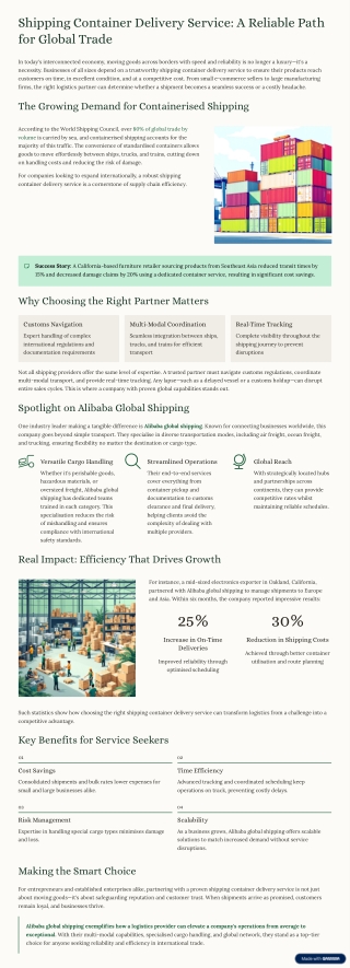 Shipping Container Delivery Service: A Reliable Path for Global Trade