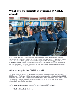 What are the benefits of studying at CBSE school