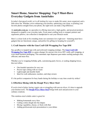 Smart Home, Smarter Shopping Top 5 Must-Have Everyday Gadgets from AusieSales