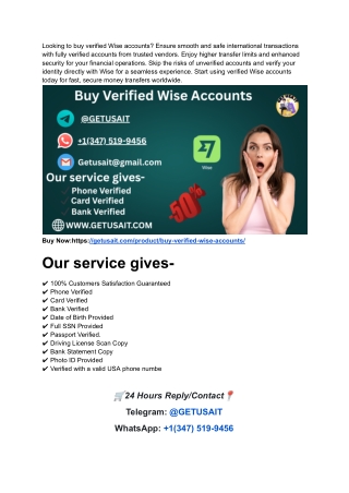 Are Discounts Available When You Buy Verified Wise Accounts?