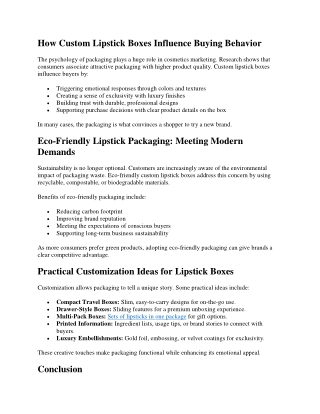 How Custom Lipstick Boxes Influence Buying Behavior