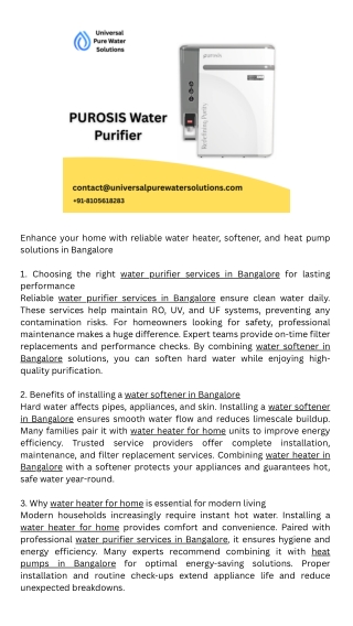 Best water purifiers in Bangalore