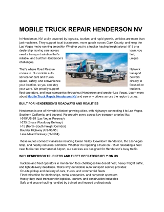 MOBILE TRUCK REPAIR HENDERSON NV