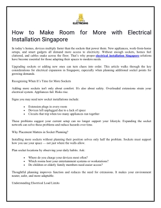 How to Make Room for More with Electrical Installation Singapore